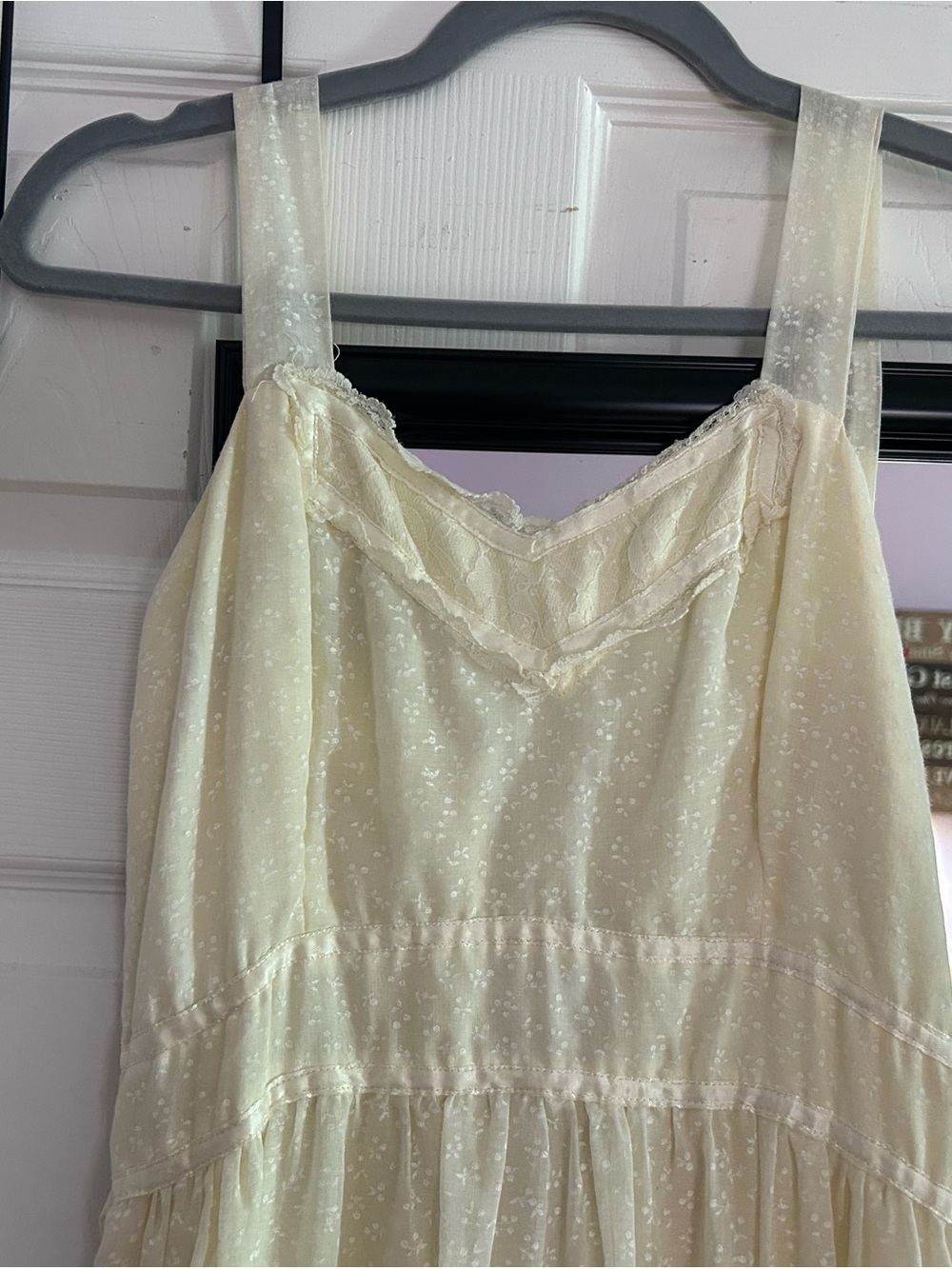 Ivory Vintage Dress with Ruffle Hem